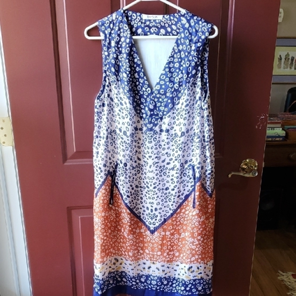 DERHY Stylish Blue and Orange Women's Dress